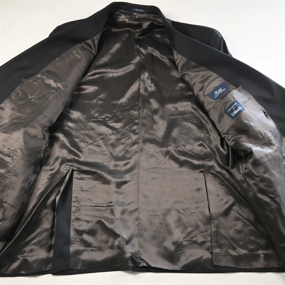 Ralph Lauren 48L 38x36‎ Charcoal Gray 100% Wool Double Breasted Mens Suit